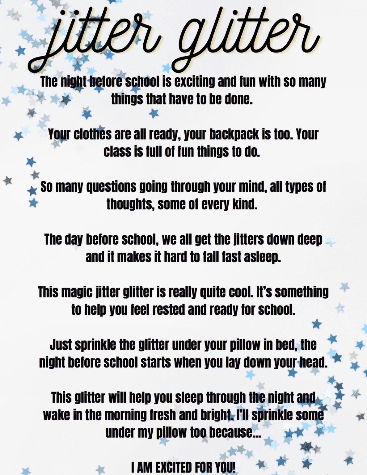 First Day Jitters Tradition and FREE PRINTABLE